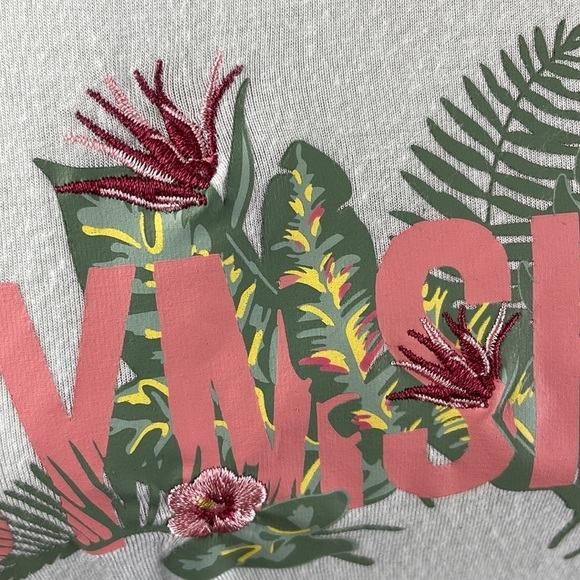 Gymshark Tank Top SZ S Light Blue Embroidered Flowers on Front Stretchy Soft - Picture 3 of 10